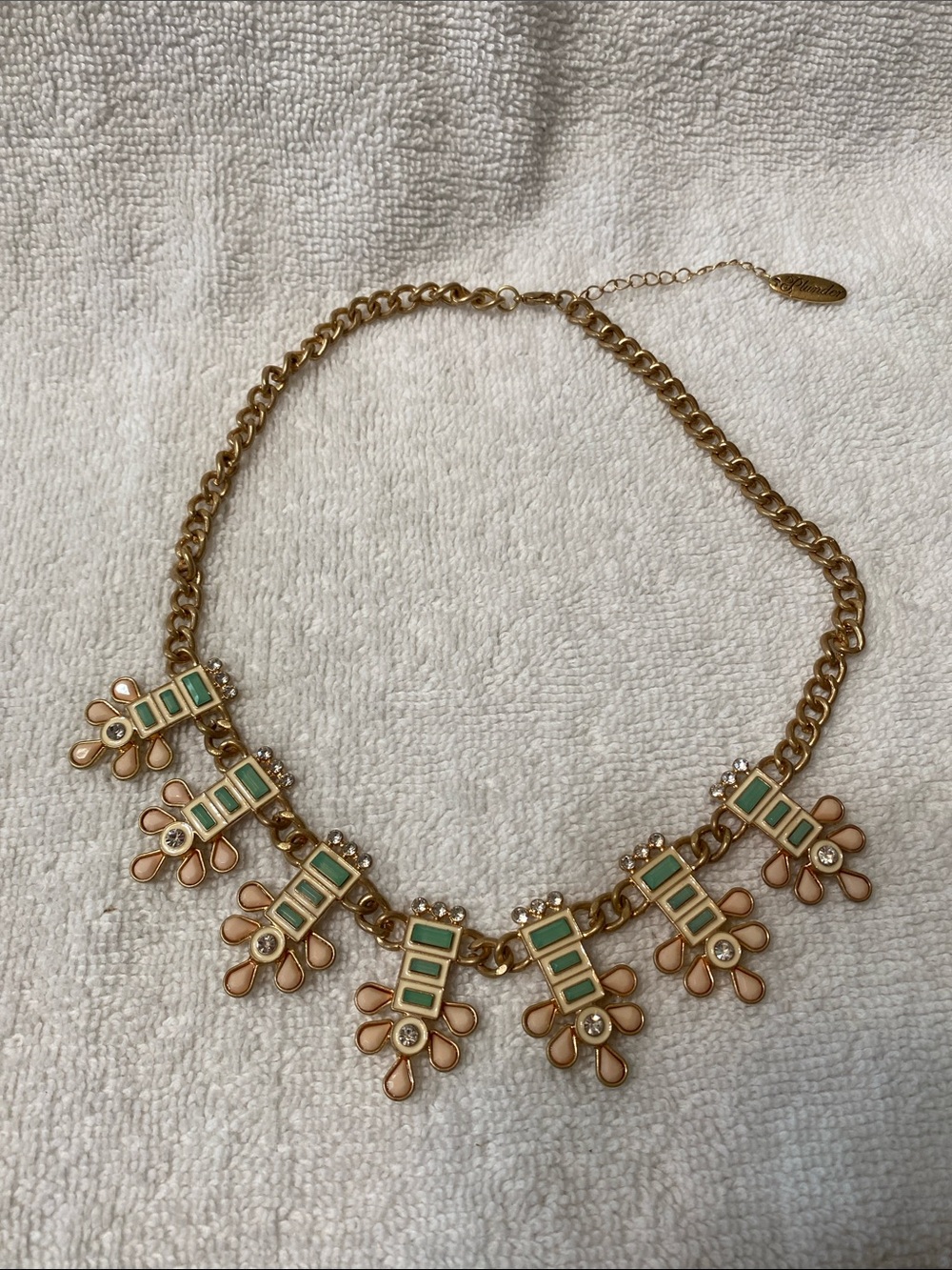 Plunder Gold-Tone Mint & Peach Statement Necklace